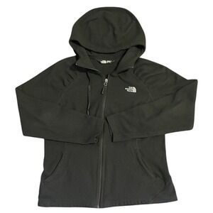 The North Face Fleece Hoodie Womens Lg Black Full Zip Logo Jacket Outdoor Active
